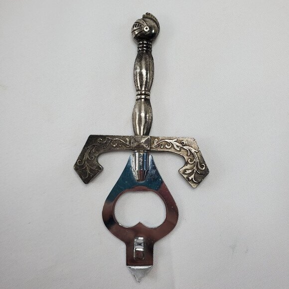 VTG Medieval-Themed Sword Bottle Opener With Ornate Knight Handle Renesaunce - Picture 1 of 10